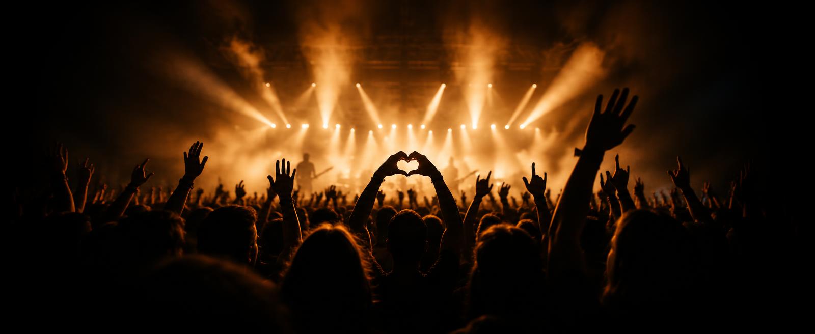 Live entertainment audience beneath stage lights